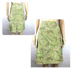 100% Silk Skirt Beaded Green Fully Lined Size 8